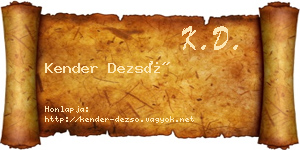 Kender Dezső névjegykártya