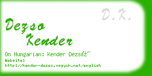 dezso kender business card